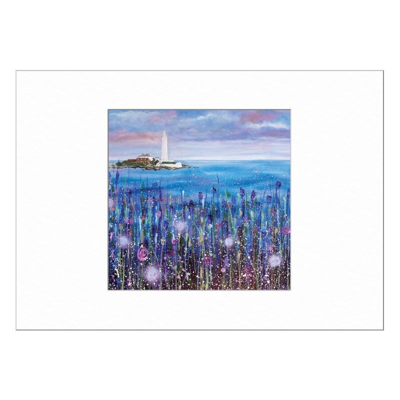St Marys Lighthouse Blue Limited Edition Print with Mount
